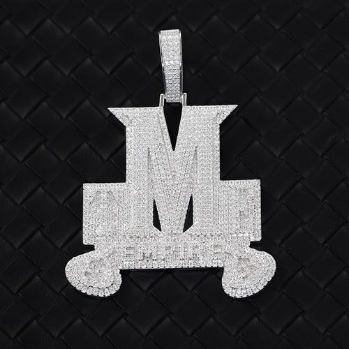 3.2Ct Round Cut Real Moissanite Customised Letter Pendant 14K White Gold Plated