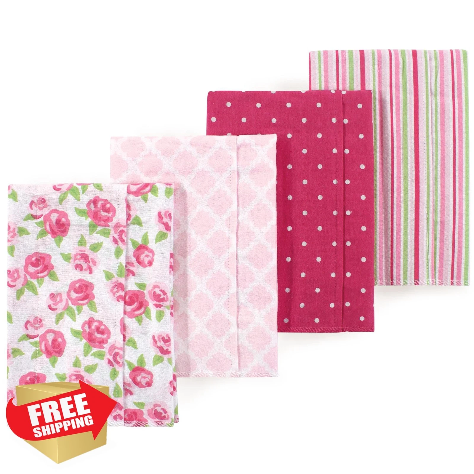 Luvable Friends Burp Cloths Blushing Rose 4pk