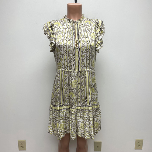 Omika Anthropologie Wilora Mini Dress Narali Yellow S Floral Stripe Boho Cottage