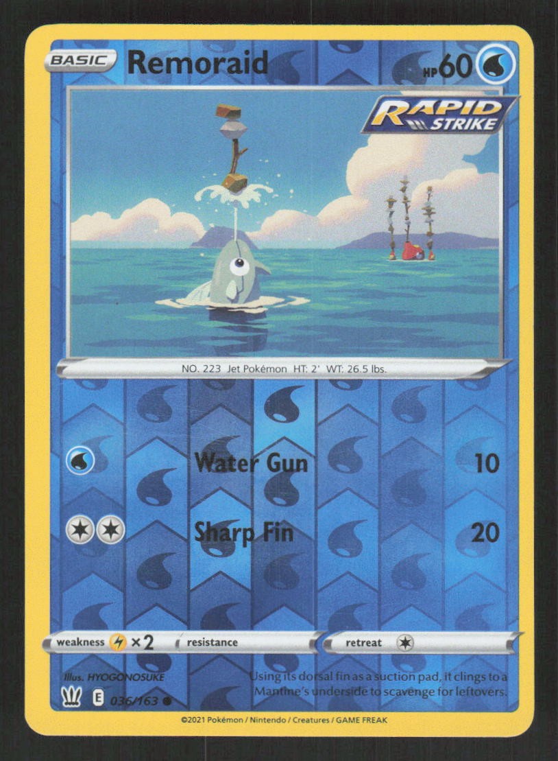 Pokemon TCG Battle Styles Reverse Holo Remoraid #036/163