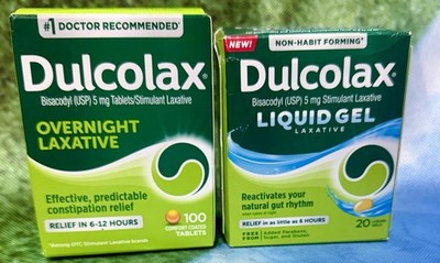 Dulcolax Overnight  Laxative Comfort Coated tablets 100ct  Exp 11/2027