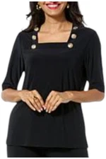 Antthony Women's Button Shoulder Top Black