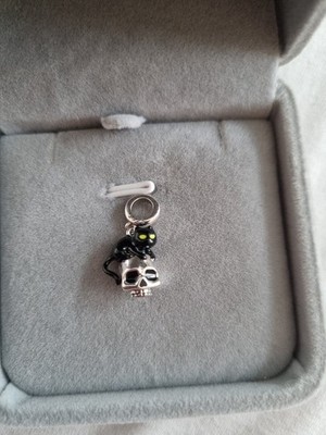 Schwarze Katze Skull Totenkopf Charm S925 Charms Anhänger Armband