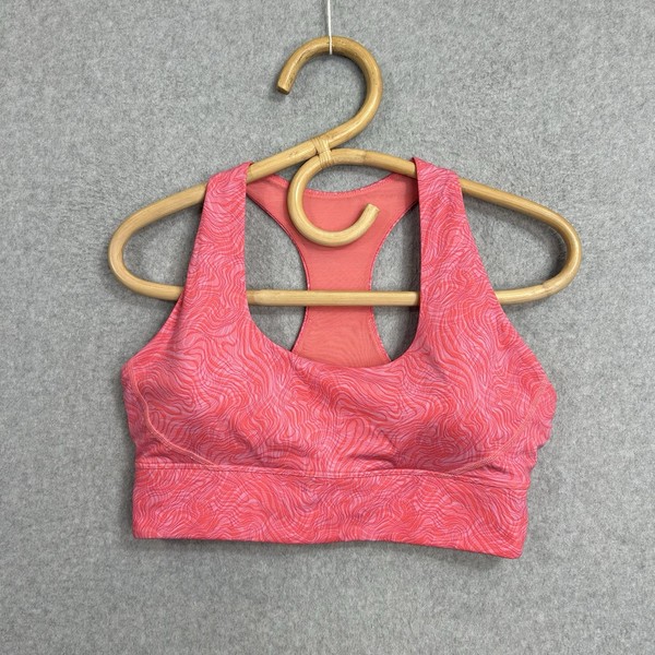 Style Runner Sports Bra Crop Cropped Size L Pink Orange Swirl Print