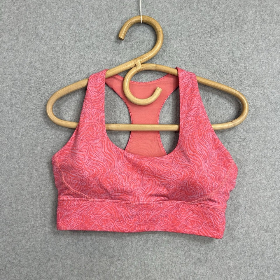 Style Runner Sports Bra Crop Cropped Size L Pink Orange Swirl Print