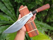 Handmade E-nep machete camp knife 9.4” forged engraved blade, Rosewood, Pod