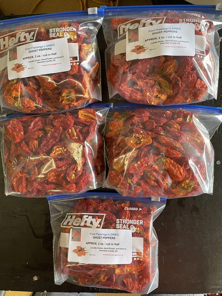 Aprox. 2 oz. Vainas deshidratadas GHOST PIPPER cortadas en 1/2 (aprox. 50-60) Foto 3 de 4