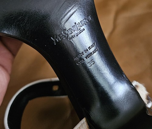 Women's Yves Saint Laurent Fur Leather Sandals Heels Size 5 US (EXCELLENT) - Picture 9 of 11