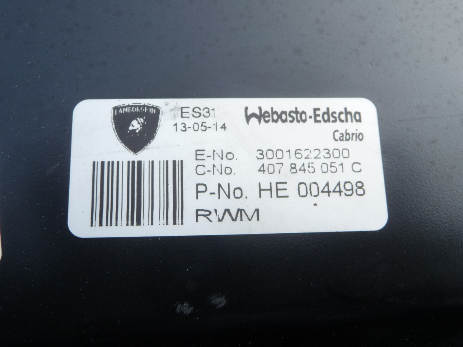 10-14 Lamborghini Gallardo LP550 LP560 Spyder Rear Window Glass 407845051C OE