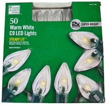 Home Accents Holiday 50 Warm White C9 LED Lights STEADY LIT Super-Bright