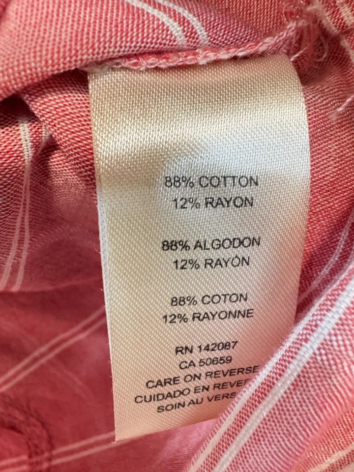 Camisa Simply Noelle para mujer a cuadros con botones talla L/XL rosa con lazo delantero mangas 3/4 Foto 4 de 4