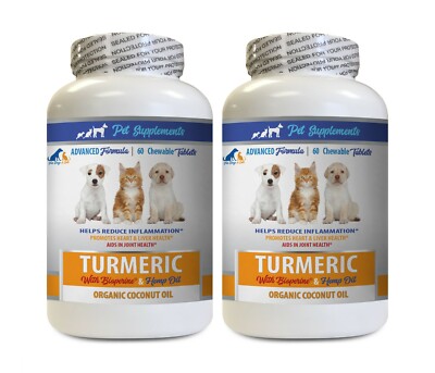 cat skin coat supplement - DOG CAT COCONUT & TURMERIC - cat hemp anxiety 2B