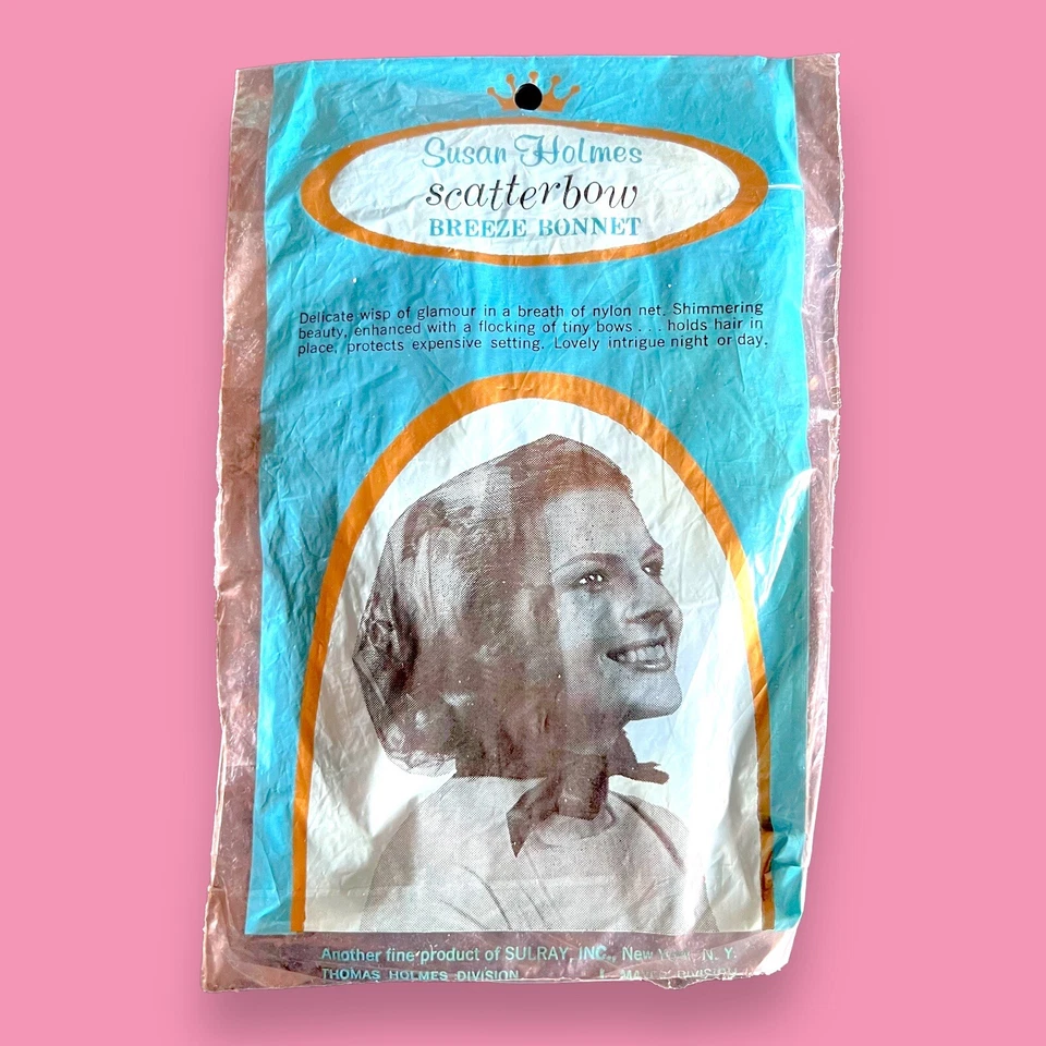 Gorro de arco disperso Susan Holmes de los años 50 nuevo de colección red de pelo brisa rosa azul moño Foto 3 de 3