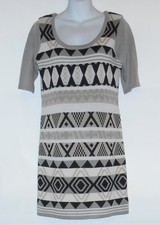 To Sweaters Ladies Aztec Elbow Length Sleeve Knit Sweater Dress Multi Large (L) 