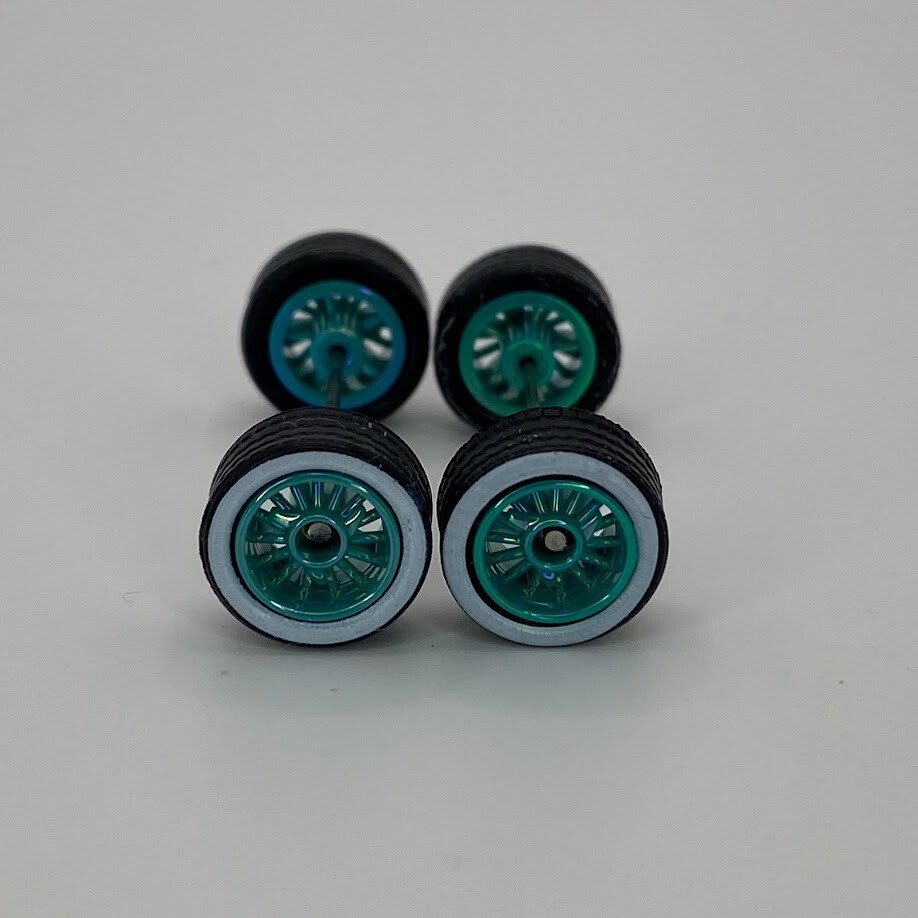 10/10mm Jade Whitewall 15 spoke Low Rider Wheel Set for 1/64 for Hot ...
