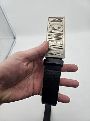 Rocawear Black Italian Leather Belt Spell Out Buckle RW044/N 41-44