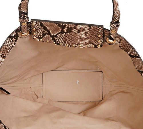 BOLSO DE MANO MICHAEL KORS GRANDE 24" RAFIA CON RIBETE ESTAMPADO SERPIENTE - NUEVO - Imagen 7 de 9