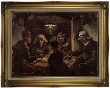 van Gogh The Potato Eaters Wood Framed Canvas Print Repro 18x24
