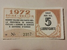 1972 CCIAA - GORIZIA - DISCOUNTED VOUCHER VALID FOR 5 KG. LUBRICANT
