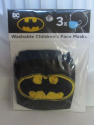 Batman 3 Pack Washable Children's Face Mask NEW IN PACKAGE
