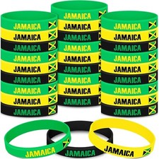 Lenwen 48 Pcs Multicolore Drapeau Pays Jamaïque Bracelet Silicone Jamaïque Souv...
