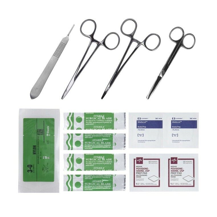 #1 Survival Surgical Kit Wound Suture Kit, Needle Holder Forceps Scalpel, 13 PCS