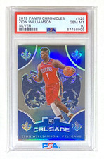 2019-20 Panini Chronicles 529 ZION WILLIAMSON RC Crusade SILVER Prizm PSA 10 GEM