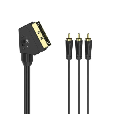 Hama Cinch Scart AV Kabel 3x Cinch Stecker 1x Scart Stecker 1.5m Schwarz