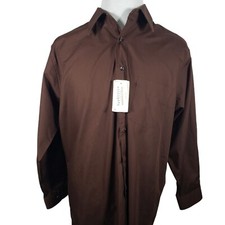 Van Heusen Mens Dress Shirt Size 17 32/33 XLarge Long Sleeve Button Up Brown NWT