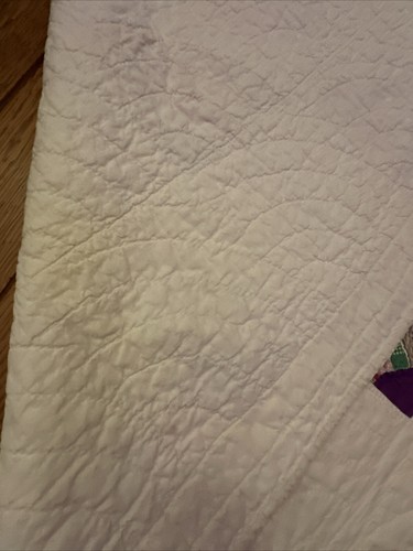 "Colcha hecha a mano vintage tamaño completo 67"" por 82"" diseño de ventilador raro" - Imagen 17 de 22