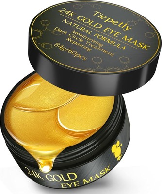24K Gold Eye Mask, under Eye Mask 60 Pcs, Eye Patches for Puffy Eyes Collagen