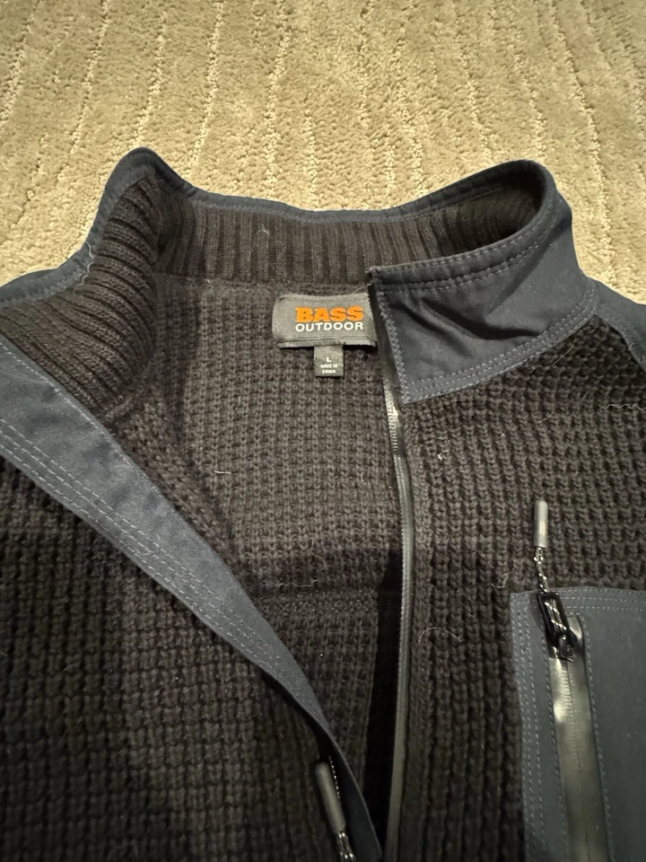 NEW Men's Bass Outdoor Utility Half Zip Waffle Sweater Black sz XL - Image 2 of 4