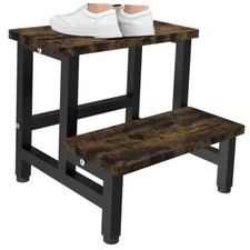 Wooden 2 Step Stool for Toddlers Kids and Adults, Heavy Duty 2-Step Stool Black