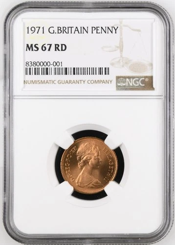 1971 Great Britain 1 Penny NGC MS 67 RD TOP POP (1/0) Graded 1p New Penny Coin