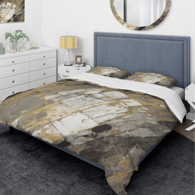 Designart 'Gold, Black and White Hanpainted Abstract' Glam