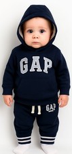 Gap Kids Arch Jogger Set Sweat Pants Sweatshirt Hoodie Hooded Indigo 12-18 MONTH