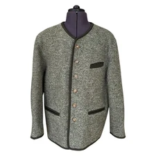 Sankt Hubertus Tyrol Green Wool Austrian Knit Jacket Horn Buttons UK40 EU50