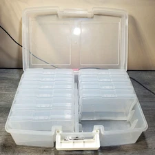 Photo Organizer Plastic Storage Case 10 Inner Boxes For 4" x 6" Crafts Clear