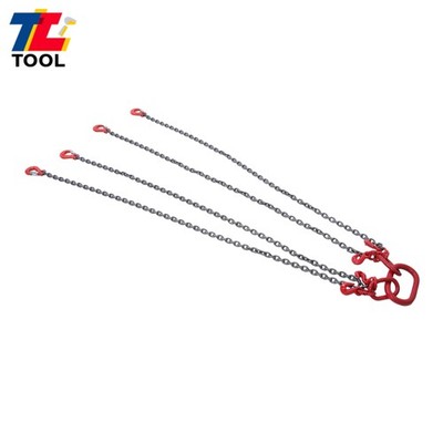 6600lbs Load 1/4'' x 5' Chain Sling 4 Legs G80 Lifting Chain with Grab Hooks