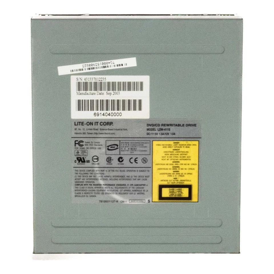Internal Drive Burner Lite-On LDW-411S DVD/CD Rewritable Drive Ide 5.25 Inch - Image 3 of 3