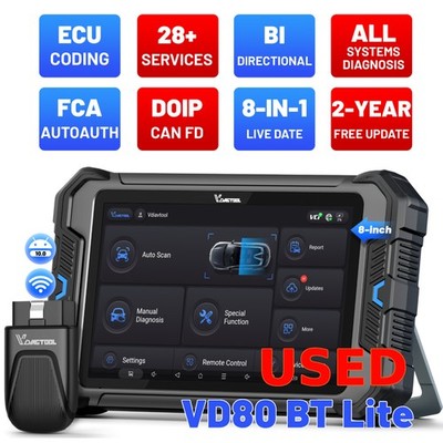 USED VDIAGTOOL VD80BT LITE OBD2 Scanner Bidirectional Diagnostic Tool ECU Coding