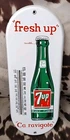 7UP Soda Porcelain Advertising Thermometer Vintage 1950s Fresh Up Ca Ravigote