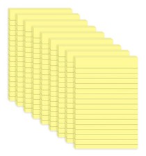 9 Pack Lined Sticky Notes with Lines 4x6 in Post, Yellow Color, Large Ruled S...