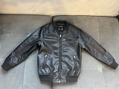 Terranova Faux Leather Toddler Boys Black Jacket 4-5 Years With Zipper & Pockets