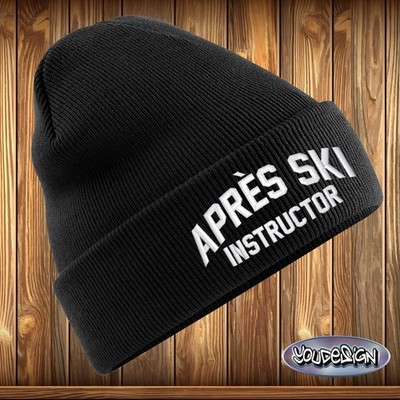 Après Ski Instructor Original Beechfield Beanie Mens Womens Hat Embroidered