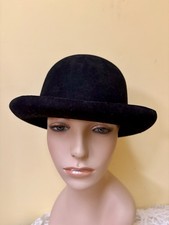 Antique Original 20s 30s Bowler Derby Hat Size 7 Black Felt