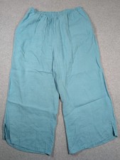 Flax Jeanne Engelhart Women Pants Large 100 Linen Pull On Wide Leg High Rise