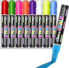 Window Chalk Markers for Cars Glass Washable, 8 Colors Jumbo Liquid Chalk Marker