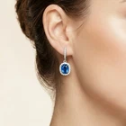 Vibrant Intense Swiss Blue Topaz 5.30Ct 925 Sterling Silver White Gold Earrings