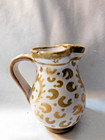 Vintage Peasant Village PV Italy Pottery Miniature Creamer Pitcher Gold & White — photo 2